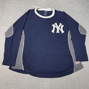New York Yankees Shirt Mens XL Navy Blue MLB Baseball Stitches Long Sleeve